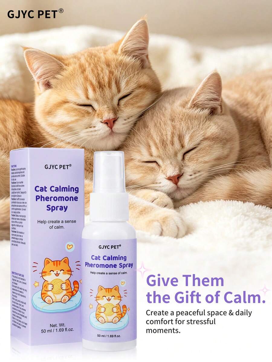 GJYC PET Pheromone Cat Calming Spray, Relieves Stress, Reduces Scratching And Marking Behavior, Suitable For Travel, Vet Visits And New Environment Calming Support - Multicolor - View 1