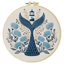 1pc 20*20cm/7.9*7.9in Ocean Theme Turtle & Shell Embroidery Kit, DIY Hand Embroidery Set For Adult Beginners, Home Decor Gift, Women's Sewing Gift, Includes User Manual, Printed Fabric, Embroidery Hoop, Needles & Thread - Sea Turtles - View 18