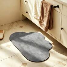 1pc Light Gray Cloud Shaped Bathroom Mat, Soft & Comfortable Creative Home Decor Rug, Asymmetrical Vintage Wabi-Sabi Style Washable Foot Mat, Suitable For Bathroom Doorway, Shower Room Entrance, Kitchen Dining Room, Bedroom Bedside And Entryway - Light Grey - View 15