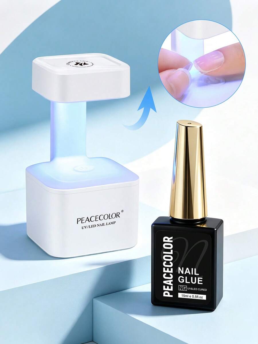 PEACECOLOR UV Cured Nail Glue For Press‑On Nails, Soak‑Off Strong Adhesive Fake Nail Gel Glue, Long‑Lasting Waterproof, Easy Application For Beginner Home DIY & Professional Salon Manicure - Multicolor - View 1