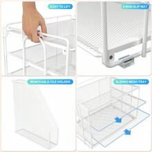 4-Tier Paper Organizer With Magazine Holder |   Sleek Black Desk Organizer For Office Supplies Storage & Desktop File Organization - White - View 6
