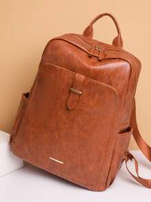 Fashionable Women's Large Capacity Laptop Backpack For Travel And Commute, Student Backpack, Street Style - Brown - View 1