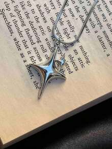 1pc Fashion Personalized Starburst Decor Women's Pendant Necklace, Suitable For Daily Wear - Silver - View 1