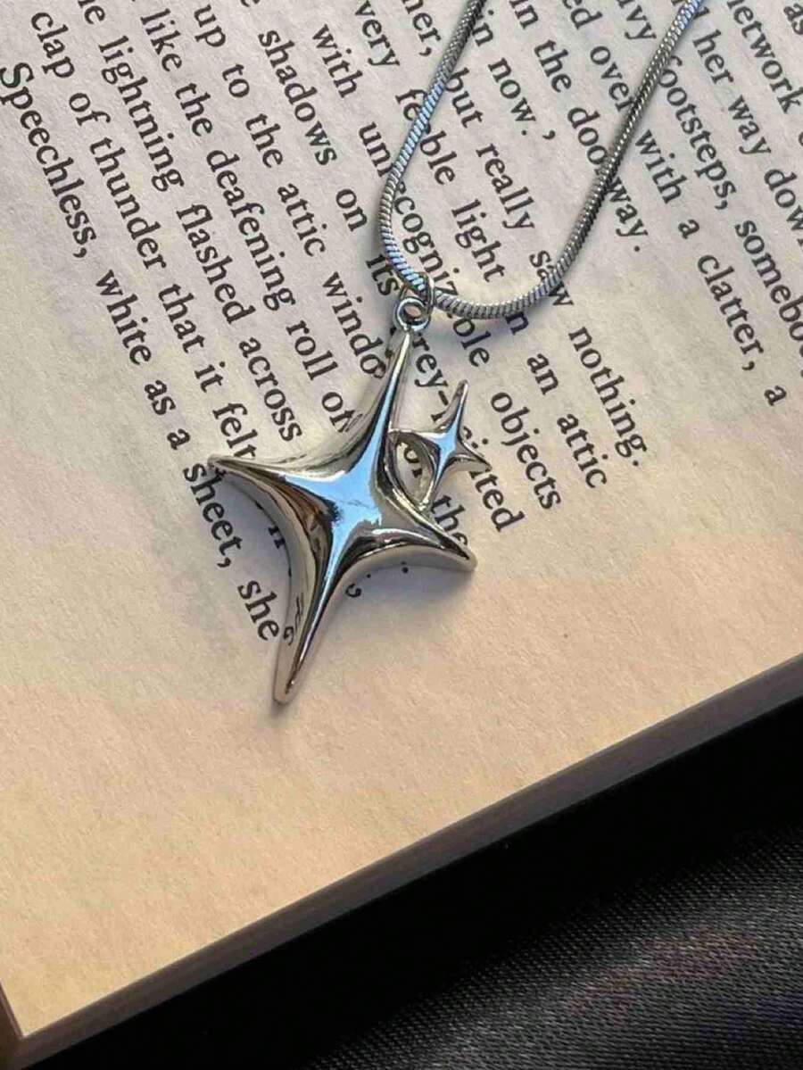 1pc Fashion Personalized Starburst Decor Women's Pendant Necklace, Suitable For Daily Wear - Silver - View 1