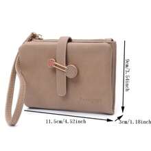 PRETTYZYS Women's Short Fashionable Personalized Snap Closure Bifold Zipper Multifunctional Card Holder With ID Window, Handheld Coin Purse, Daily Travel, Valentine's Day Gift, Christmas Gift - Camel - View 8