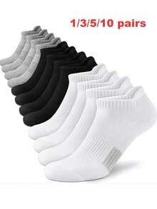 1/35/10 Pairs Minimalist Unisex Socks, Comfortable Casual All-Season Versatile Couple Short Socks - Multicolor - View 7