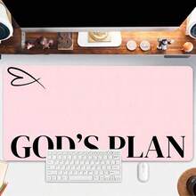 One "GOD'S PLAN" Pink Oversized Mouse Pad Featuring Stitched Edges And A Non-Slip Rubber Base; Suitable For Home Offices And Ideal As A Gift For Friends Or Women. It Serves As Both A Gaming Mouse Pad And A Practical Desk Accessory. - Mouse Pad - View 9