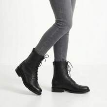 Women's Equestrian Boots Soft Material Riding Boots High Quality Lace-Up Shoes Women's Back Zipper Boots PU Outdoor Boots - Black - View 1