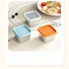 3pcs Square Stainless Steel Food Storage Containers With Colorful Silicone Lids, Reusable Small Leak-Proof Meal Prep Boxes, Metal Refrigerator Storage Containers For Fruit, Leftovers And Baby Food; Airtight Fresh-Keeping Lid Design To Keep Food Fresh; Rust-Resistant Durable Stainless Steel Meal Prep Containers, Lightweight Portable Mini Storage Boxes For Fridge, Freezer, Picnic And Outdoor Travel - Multicolor - View 3