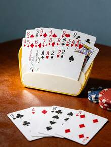 1/2pcs Playing Card Holder, Playing Card Inserter, Hands-Free, One-Handed Operation, Non-Slip Durable, Slanted Design, Suitable For Card Games, Poker Parties, Family Card Game Nights, Plastic Material, Holds Up To 40 Cards - Multicolor - View 4