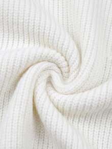 Wixra Women's V-Neck Textured Knit Sweater, Dropped Shoulder Long Sleeve Loose White Pullover - White - View 10