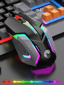 RAIKU T16 Metal Gaming Keyboard And Mouse Set, Universal Wired Keyboard With Metal Panel, 104 Keys, Backlit Keyboard With Wrist Rest, 3-Button Backlit Mouse - View 9