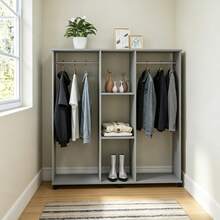 Öffnen Kleidungshalter,Mobile Open Garment Rack Storage Organizer Mit Multi-Fächern,Freistehende Kleidung Display Rack - 灰色 - 查看 2