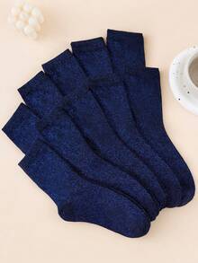 1/5/10 Paar Unisex Marineblau Glänzendes Gold & Silber Lurex Mittelhohe Socken, Bequem Hohe Elastizität, Geeignet für Pendeln, Ganzjähriges Tragen, Feuchtigkeitsableitend, Atmungsaktiv - marineblau - Übersicht 11