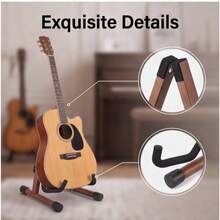 Guitar Stand | Solid Wood Walnut Color - Instrument Guitar Stand, Adjustable Floor-To-Floor A Cross Stand, Suitable For Original Sound Electric Guitar, Ukulele, Cello, Mandolin, Banjo, Foldable Guitar Stand, A Must-Have Gift For Instrument Guitar - Camel - View 7