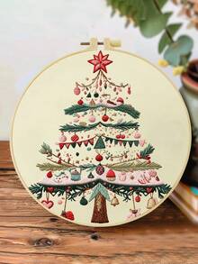 1件 20*20cm/7.9*7.9in 聖誕樹刺繡套件，DIY手工刺繡組，適合成人初學者，居家裝飾禮物，女性縫紉禮物，包含使用說明書、印花布料、刺繡框、針與線 - 聖誕樹 - 查看 8