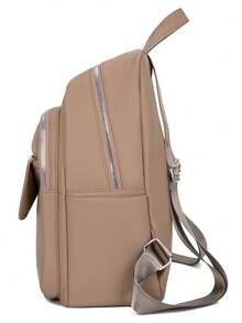 1pc Fashionable Avant-Garde Large Capacity Multi-Pocket PU Faux Leather Premium Backpack, Campus Style Versatile Shopping Backpack - Multiple Colors - View 6
