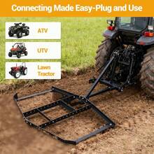 Techigher Schleppegge für Rasentraktor, Wiesenegge & Wiesenschleppe aus Stahl für ATV UTV Quad, Reitplatzplaner & Bodenplaner bis 50 kg Zusatzgewicht für Hof, Garten & Kieswege - Schwarz - Übersicht 4