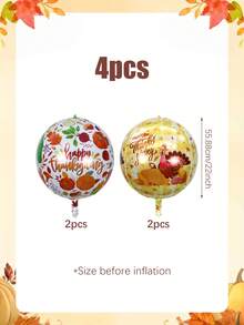 2/4pcs 22-Inch Thanksgiving 4D Foil Balloons, Including 22-Inch Thanksgiving Maple Leaf Pumpkin Balloons And Thanksgiving Turkey Balloons, Suitable For Thanksgiving Decoration, Harvest Festival, Pumpkin Theme Party, Halloween, Autumn Harvest Thanksgiving, Autumn Birthday, Dinner Party Decoration - Multicolor - View 2