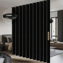 Room Divider Curtain Set With Flexible Ceiling Track,% Blackout Privacy Curtain, Soundproof Fabric Accordion Style Curtain Bedroom, Office, Patio & Sliding Door, Black, W100 X L84, 1 Pack - Grey - View 3