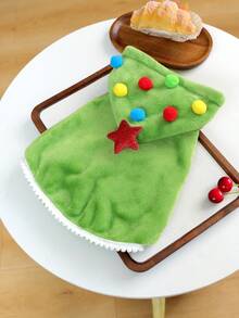 PETCIRCLE 1PC Pet Clothes Autumn/Winter New Small Dog Puppy Cat Cute Style Holiday Atmosphere Plush Christmas Cape - Christmas Tree - Green - View 3