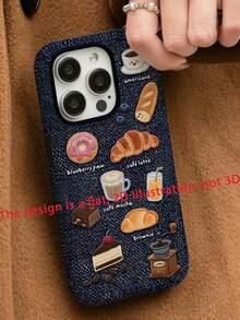 彩繪塗鴉 1件 2合1 仿刺繡食物與牛仔圖案硬殼手機殼，防摔防滑防震，適用於 iPhone 17 Pro Max/17/17 Pro/16 Pro Max/16/16 Pro/16 Plus/15/15 Pro Max/15 Pro/15 Plus/11/12/13/14 Pro Max/12 Pro/12 Pro Max/13 Pro/13 Pro Max/14 Pro/14 Pro Max/14 Plus，極簡創意設計 - 彩色 - 查看 2