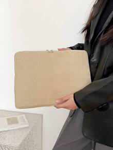Solid Color Minimalist Luxury Laptop Case, Multi-Size Laptop & Tablet Storage Bag, Computer Bag - Khaki - View 4