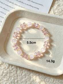 1pc New Multicolor Crystal Beaded Bracelet For Women, Stackable Minimalist Luxury Niche Delicate Bracelet, Elegant High-End Jewelry Accessory - Bracelet - View 6