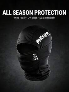 Musion 1/3pcs LA & Backwoods Letter Print Balaclava, Breathable Quick-Dry Full Face Mask, Windproof Helmet Liner Neck Warmer, Suitable For Motorcycle Riding, Cycling And Street Fashion - Multicolor - View 1