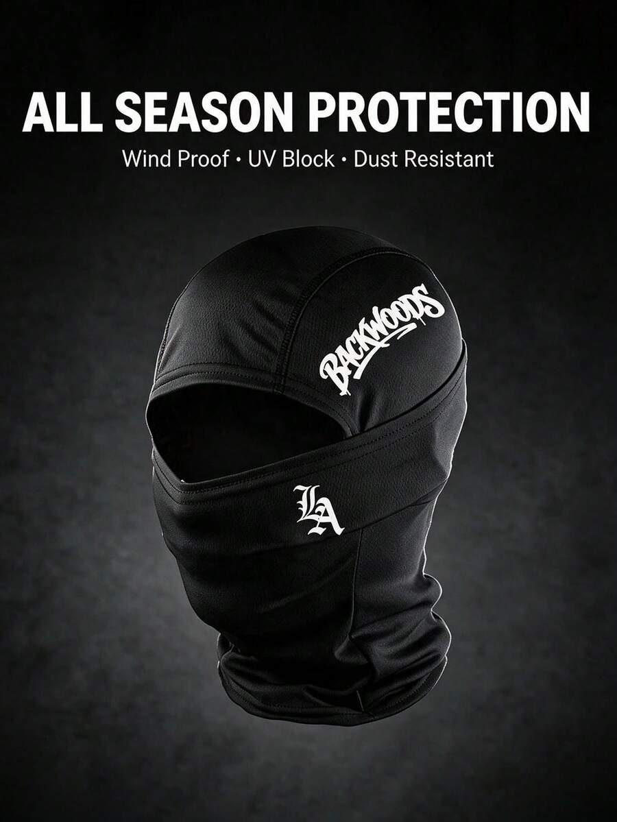 Musion 1/3pcs LA & Backwoods Letter Print Balaclava, Breathable Quick-Dry Full Face Mask, Windproof Helmet Liner Neck Warmer, Suitable For Motorcycle Riding, Cycling And Street Fashion - Multicolor - View 1