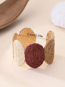 1pc Vintage Round Woven Bracelet, Bohemian Color Block Design, Versatile Bangle Suitable For Beach Vacation, Countryside Outing, Commuting, And Urban Daily Wear - Multicolor - View 6