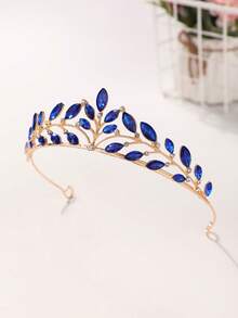 1pc Bridal Wedding Crown Headpiece Crystal Rhinestone Embellished Hair Hoop New Style Tiara - 44026 Royal Blue - View 7