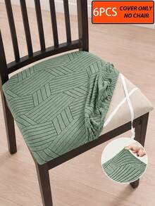 4/6pcs Set Jacquard T-Shaped Striped Plaid Elastic Table & Chair Covers, Suitable For Home, Hotel, Restaurant, All Seasons - Multicolor - View 14