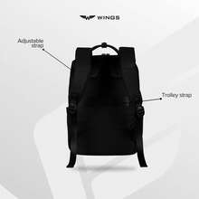 W WINGS Compact Cabin Backpack With 14" Laptop Pocket | Everyday City Bag With USB Port, A4 Space And Luggage Strap - Black - View 5