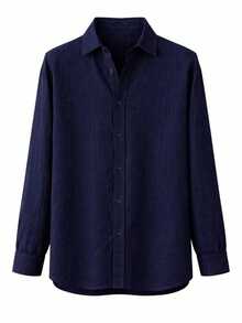 Men's Oversize Muslin Fabric Shirt 100% Cotton - Washable And Shrink-Free - Navy Blue - View 1