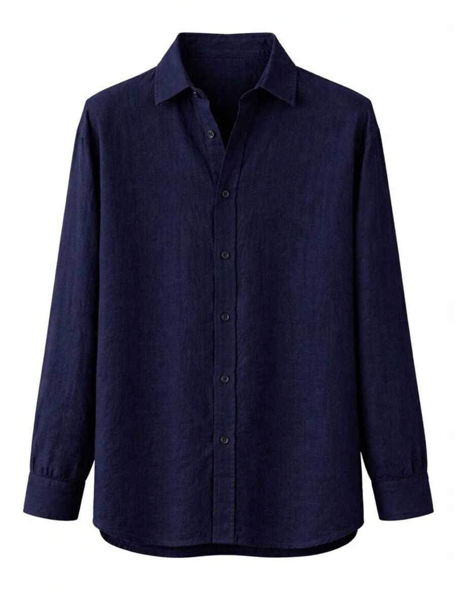 Men's Oversize Muslin Fabric Shirt 100% Cotton - Washable And Shrink-Free - Navy Blue - View 1