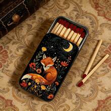 1pc Dreamy Fox And Floral Night Pattern Sliding Lid Storage Box, No Matches Included, Mini Sliding Lid Storage Box, Reusable Storage Box - Rectangle - View 7