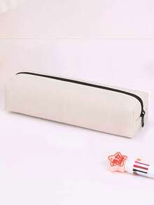 Solid Color Round/Rectangular Oxford Cloth Pencil Case, Minimalist Zipper Stationery Bag, Large Capacity Pencil Box, Portable Storage Tube, Durable Storage Bag - Multicolor - View 12