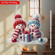 مجموعة ديكور معلق عيد الميلاد DIY مسطح ثنائي الأبعاد، تشمل ديكور منزلي بشكل ماسي خاص وهدايا، فن مرسوم 5D وأحجار كريمة اصطناعية - A - مشاهدة 2