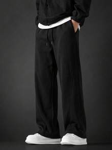 Camvyn Casual & Versatile! Men's Summer Lightweight Loose Version Barrel Leg Casual Pants - Black - View 1