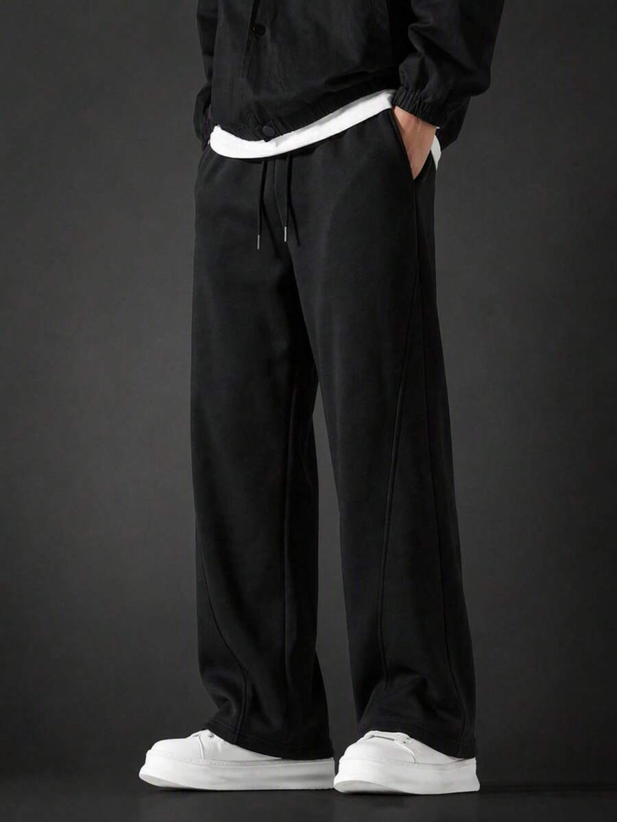 Camvyn Casual & Versatile! Men's Summer Lightweight Loose Version Barrel Leg Casual Pants - Black - View 1