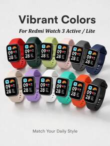 Silicone Strap For Redmi Watch 3 Active Smartwatch, Replaceable Sports Wristband, Also Suitable For Redmi Watch 3 Lite Strap - Redmi Watch 3 Active/lite - View 1