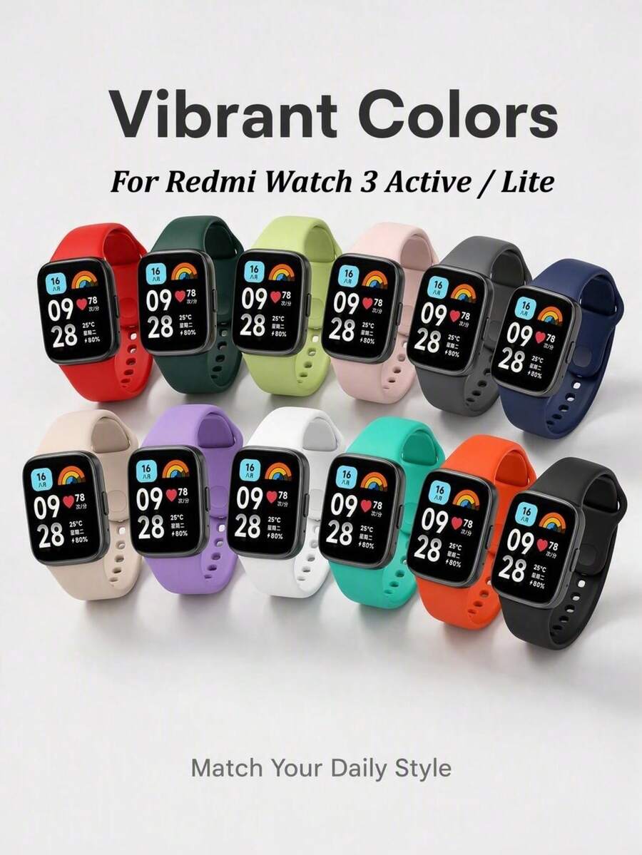 Silicone Strap For Redmi Watch 3 Active Smartwatch, Replaceable Sports Wristband, Also Suitable For Redmi Watch 3 Lite Strap - Redmi Watch 3 Active/lite - View 1
