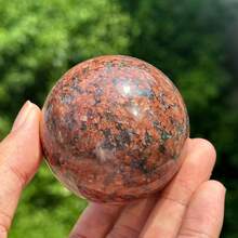 Stonehaven 1 buah Bola Batu Merah (150-350g) - Dekorasi Rumah, Bola Ramalan, Energi Kristal Penyembuhan, Spesimen Mineral, Hadiah Kristal, Tekstur Batu Permata Alami - Bola granit merah - View 5