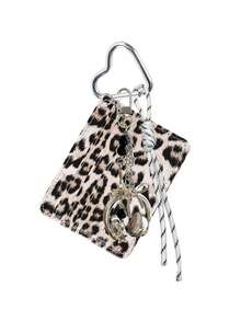 豹紋 PU 多格卡夾，附耳機吊飾與掛繩，時尚卡夾鑰匙圈，Y2K 識別證套，信用卡收納包，包包裝飾 - 彩色 - 查看 15