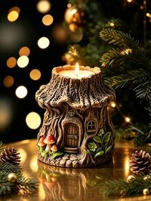 Forest Vintage Treehouse Tree Stump Silicone Mold, Fairy Tale Tree Hollow Design, DIY Handmade Mold For Aromatherapy Candles, Resin, Plaster Ornaments And Desktop Decor - Tree House Resin Gypsum Silicone Mold - View 4