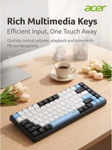 Acer Kombinasi keyboard dan mouse nirkabel dual-mode, sakelar gunting, senyap, dapat diisi ulang, keyboard dan mouse Bluetooth kantor dengan desain blok warna. - View 6