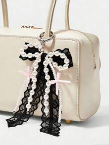 Cute Pink Lace Bow Pearl Keychain/Bag Charm, Delicate And Adorable Handbag Decor, Ideal For Wedding Season, Bridal And Bridesmaid Gifts, Suitable For Girls And Students. These Beautiful Accessories Can Be Used For Backpacks, Wallets, Phones, Gift Bags, And Daily School Use. Also Great As Birthday, Valentine's Day, Mother's Day, Teacher's Day, And Back To School Gifts For Friends. - Multicolor - View 12