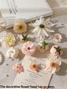 15pcs/50pcs Champagne Tone Artificial Flower Head Set, Suitable For Holiday Celebration Decoration, Party Gathering, Hat Embellishment, Wreath And Garland, Home Decor, Garden Decoration, Birthday Cake Decoration, Tabletop Decor, DIY Crafts - Champagne - View 7