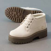 Timberland New Waterproof Anti-Slip Breathable Mid-Top Thick Sole Height-Increasing Women's Outdoor Sports Casual Martin Boots - Off-white/Brown - View 9